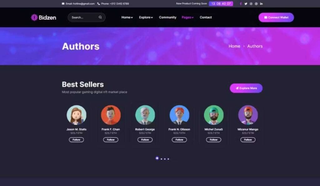 Bidzen – NFT Sales Elementor Template