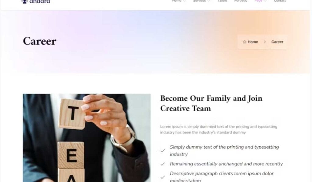 Andara - Influencer & Social Media Agency Template Elementor