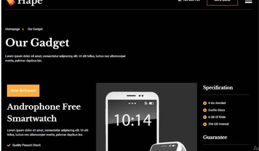 Hape - Gadget Showcase Elementor Template
